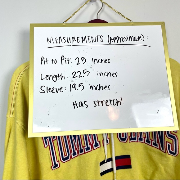 Tommy Jeans Spell Out Hoodie Pullover Sweatshirt Butter Yellow Size Large Sporty - Picture 12 of 13